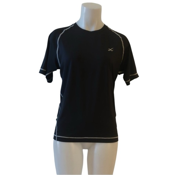 CW-X Black Activewear Pullover T-Shirt Top M white Stitch Detail Women’s - Picture 4 of 11